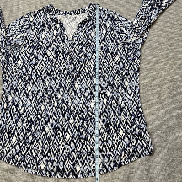 Relativity Womens Multicolor Geometric Tunic Blouse 3/4 Sleeve Blue Plus Size 1X - Picture 11 of 14